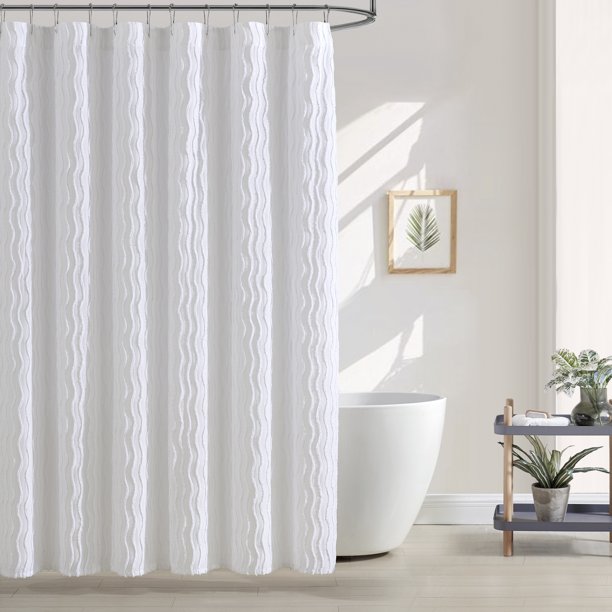 Brielle Home Mabel Solid Textured Shower Curtain