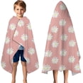 thumbnail image 3 of Pink Daisy Flower White Blooms Pattern Hooded Bath Towel，50"x30" for Ages 3 To 12 Kids, Quick Dry Lightweight Soft Microfiber Hood Beach Towel Cover Up for Kids, 3 of 7