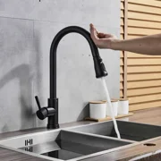 Zovajonia Matte Black Sensor Touch Kitchen Faucet Sink Pull Down Sprayer Swivel Mixer Tap