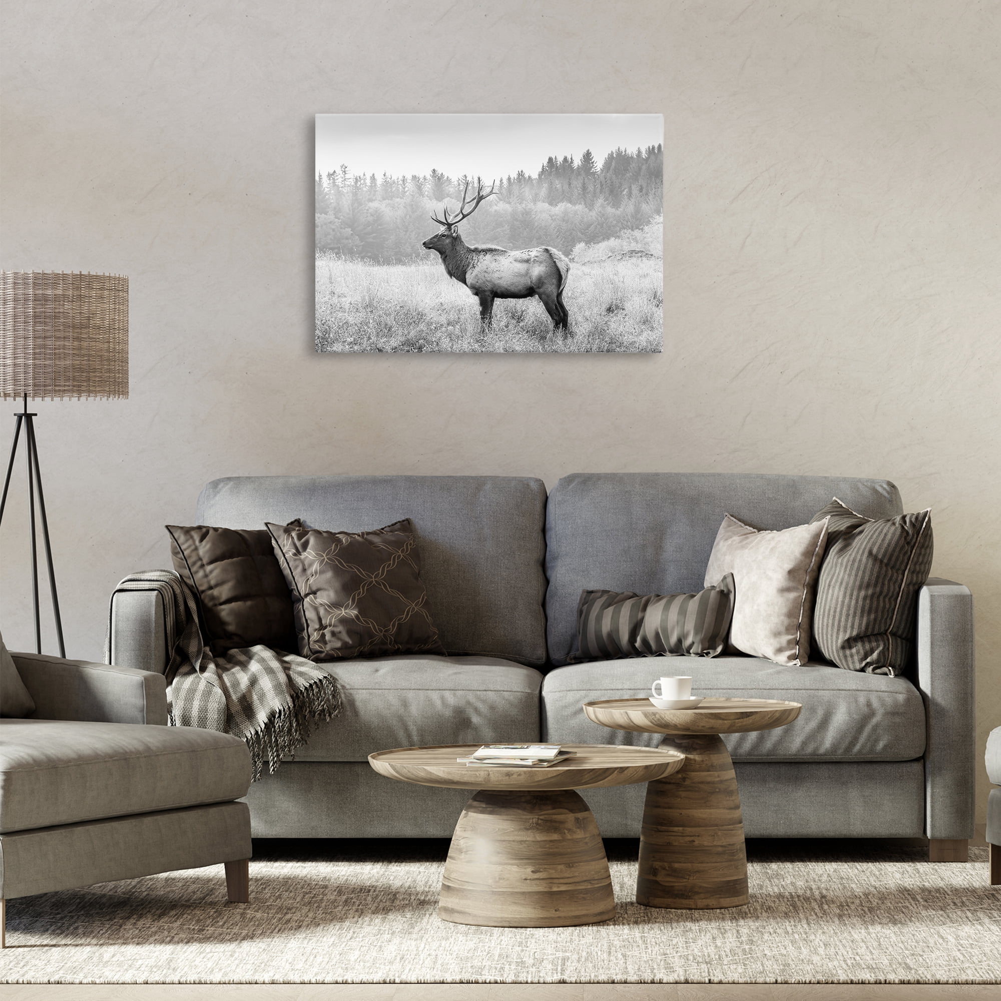Stupell Industries Stoic American Elk Landscape & Nature Photography Wrapped Canvas Art Print Wall Art, 30 x 20
