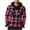 Red, variant on Mens Fleece Jacket Button Down Drawstring Hooded Plaid Shacket with Chest Pockets Casual Loose Comfy Long Sleeve Shirt Jackets for Fall Winter Daily Layering Wear
