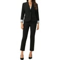 thumbnail image 2 of INSPIRE CHIC Work Office Suit Blazer for Women's Contrast One Button Blazer Jackets S Black, 2 of 5