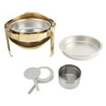 thumbnail image 2 of Ensemble de Plats Anti-Frottement Dorés pour Buffet en Acier Inoxydable 6 L, Chauffe-Alcool Rond, Réchaud de Traiteur pour Événement et Fête, 2 of 8