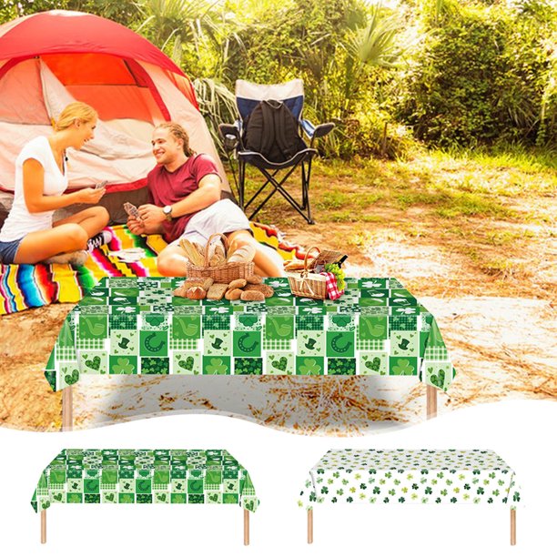 Fiudx Mantel Del Día de San Patricio, Diseño de Trébol, Material Resistente Al Desgarro, Fácil de Limpiar, Ideal para Fiestas y Reuniones Familiares, Decoración Irlandesa Festiva, Tamaño Generoso par