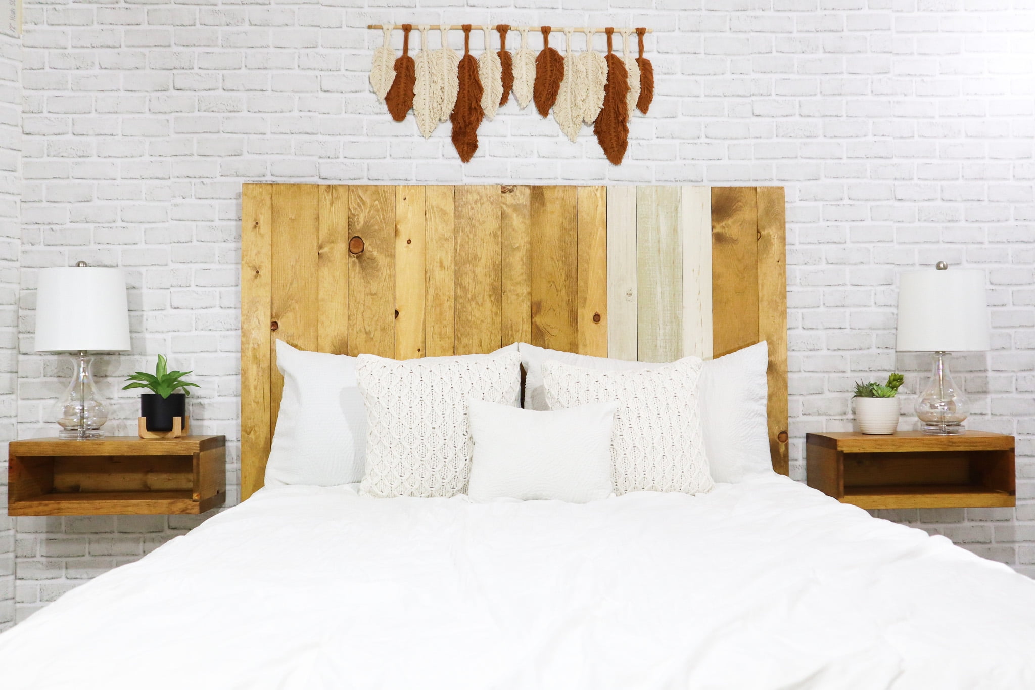 Barn Walls Boho Euro Mix Signature Design, Multicolored Solid Wood Headboard, Floating Panels, Wall Mount, Adjustable Height, Easy Assembly, California King Size
