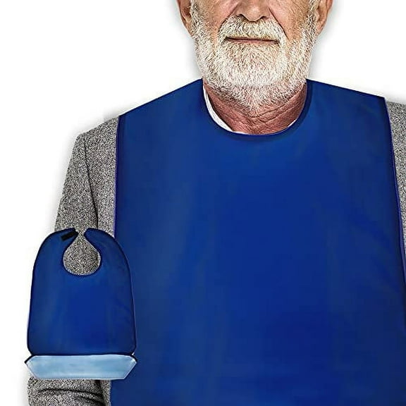 Classy Pal Waterproof Reusable Adult Bib for Women & Men, Vinyl Clothing Protector, Washable (Blue)