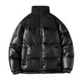 thumbnail image 2 of Txeol Men's Leather Parka Jacket Winter Thick Thermal Coat Stand Collar Padded Warm Outerwear Jackets with Pockets,Black,XL, 2 of 4