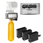Opteka Floating Handle Grip + LED Flash Light + 3 Extra Batteriesfor GoPro HERO4, HERO3, HERO2 Black, Silver, Session, SJ6000, SJ4000 and Similar Action Cameras