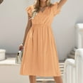 thumbnail image 2 of Robe Décontractée Unie Col en V Taille Fraîche pour Femmes, 2 of 5