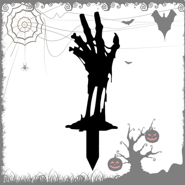 CAIROYAR Letreros de Halloween con manos negras para jardín con estacas, silueta aterradora, decoración de Halloween A8