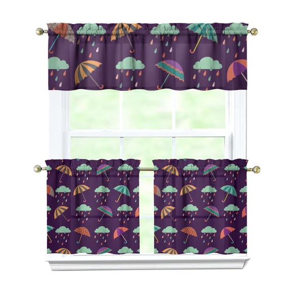 Vintage Travel Kitchen Curtains Set - Fashion Paris Girly Pink Tier and Valance Curtains with Beach Girl Adventure Explore Journey Trip Vacation Holiday Airplane Flight Print, Rod Pocket Drapes