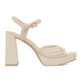 thumbnail image 2 of XYD Women Cutout Open Round Toe Platform Sandals Ankle Strap Block Heels Fashion Party Dress Woven Shoes Size 9.5 Ivory, 2 of 4