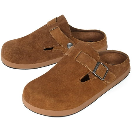

Women s clogs Cow leather suede soft insole Women s cork clogs Non-slip sole slippers Mule sandals with adjustable buckle