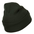 thumbnail image 3 of Rasta Peace Symbol Embroidered Long Beanie - Olive OSFM, 3 of 5