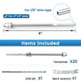 thumbnail image 2 of Muzata - Juego De 20 Barandillas De Cable Con Tensor De Perno Roscado Para Cable De 1/8" Para 4 X 4, 2 X 2, Poste De Metal De Madera, Cubierta De Escalera, Barandilla De Cable, Acero Inoxidable T316 C, 2 of 5