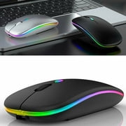 US 1-2 Pack Slim Wireless Bluetooth 2.4Ghz Mouse Dual Mode LED Rechargeable Mice