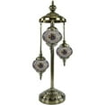 thumbnail image 2 of SILVERFEVER Moroccan Lamps Mosaic Turkish Lamp Colorful Handmade Glass Lanterns 30" Tall- E 12 Light Bulbs Enclosed Orange Blue Floral Burst, 2 of 9