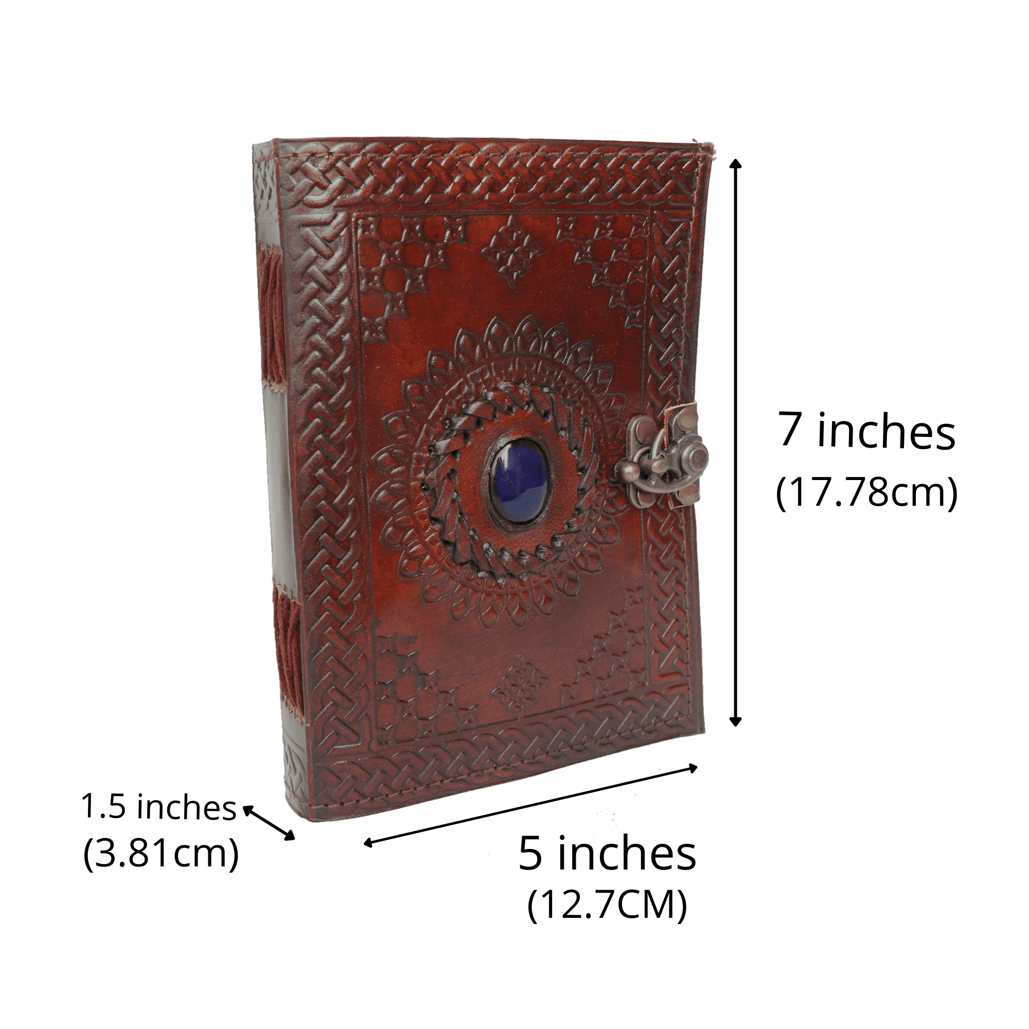 Jaald Leather Journal with Blue Stone Rustic Refillable Blank Notebook Vintage Travel Diary Scrapbook Sketchbook Gift for Men Women