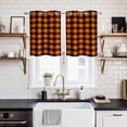 thumbnail image 2 of Black Orange Plaid Kitchen Curtains Small Short 39 Inch Length, Farmhouse Buffalo Check Gingham Grommet Top Bedroom Living Room Curtains, Light Filtering Cafe Curtain Drapes 2 Panels Set 55''x39'', 2 of 9