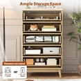 thumbnail image 2 of 5 Drawers Fluted Dresser for Bedroom, 47" H Modern Chest of Drawers with Elegant Wave Design, Wooden Tall Dresser Closet Clothes Storage Organizer with Metal Handle for Living Room, Hallway, Entryway, 2 of 11