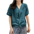 thumbnail image 1 of V Cuello Blusas para las Mujeres, de Moda Retro Bordado, Cinco Cuartos de Manga Blusa, 1 of 4