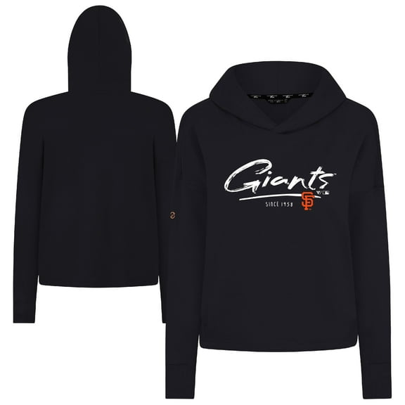 Women's-Levelwear  Black San Francisco Giants Tri-Blend Sweet Express Cropped Pullover Hoodie