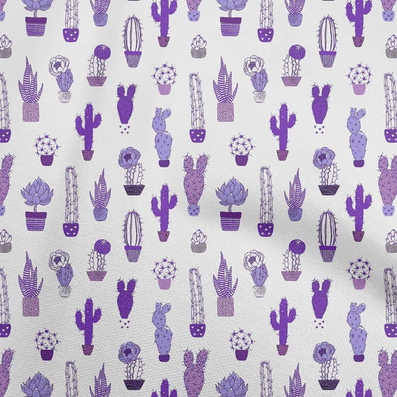 oneOone Polyester Lycra Purple Fabric Cactus Fabric For Sewing Printed Craft Fabric By The Yard 56 Inch Wide