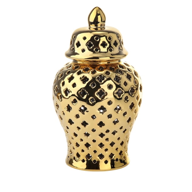 Tarro de jengibre de cerámica moderno, jarrón para flores, tarros de decorativos, dorado