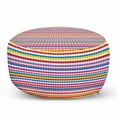 thumbnail image 1 of Abstract Pouf Cover with Zipper, Layout of Modern Design Horizontal Lines Colorful Retro Ornaments Illustration, Soft Decorative Fabric Unstuffed Case, 30" W X 17.3" L, Multicolor, by Ambesonne, 1 of 5