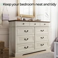 thumbnail image 5 of LINSY HOME Dresser for Bedroom, Long Dresser with 9 Drawers and Antique Handles, Chest of Drawers for Living Room, Entryway and Hallway, Oak White, 5 of 9
