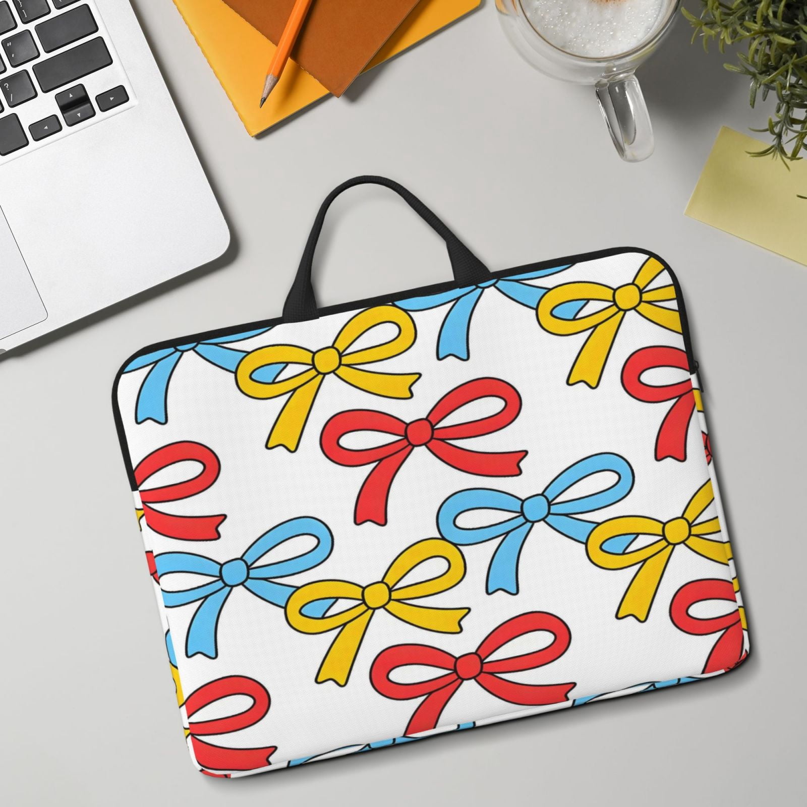 Laptop Sleeve Bag For Women Men 14inch Waterproof Durable Protective Computer Carrying Cover Handle Laptop Case Bag Blue Red Yellow Thin Bows