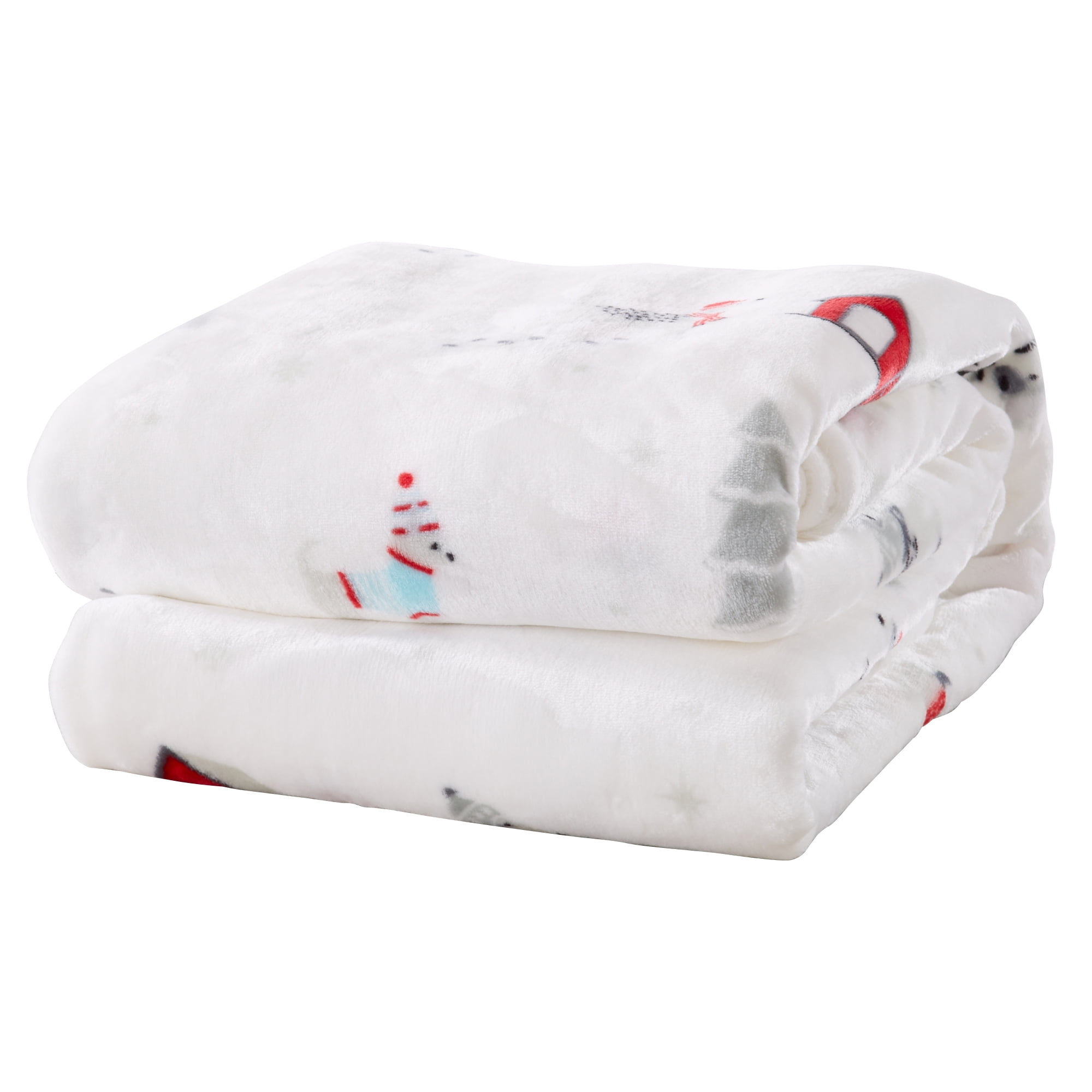 Great Bay Home Velvet Plush Holiday Printed Bed Blanket (Twin, Pups in the Snow)
