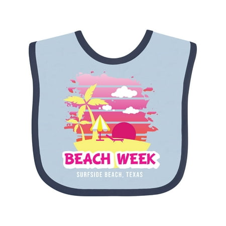 

Inktastic Beach Week Surfside Beach Texas with Palm Trees Gift Baby Girl Bib