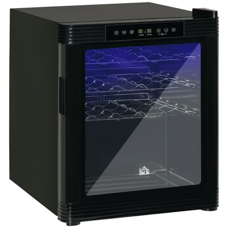 

HOMCOM Mini Wine 4-Tier Fridge Chiller w/ LED Light & Digital Control Black