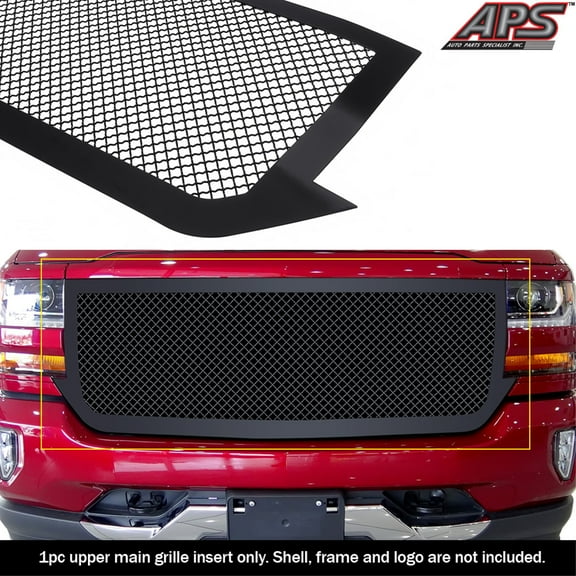 2016-2018 Chevy Silverado 1500 /2019 Chevy Silverado 1500 Ld Stainless Steel Black Powder Coated Finish 2.5 Mm Wire Mesh Black Wire Mesh Grille