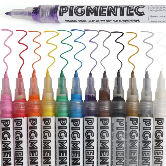 Milltown Merchants - Fine Tip Acrylic Markers - Set of 12 - 1 Pack