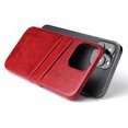 thumbnail image 4 of Nalacover Case for iPhone 14 Pro, Vintage Oil Wax Pattern PU Leather Back Card Slots Holder Cover Rugged PC Anti-Scratches Shockproof Protective Slim Fit Lightweight Case,Red, 4 of 5