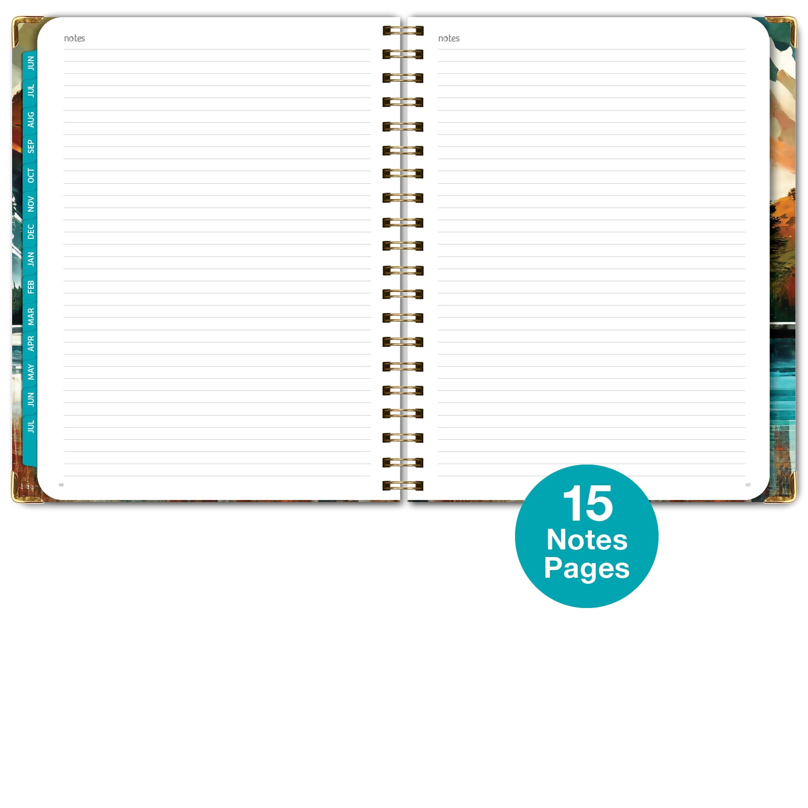 Academic Year 2025-2026 Planner, June 2025 - July 2026, 8.5"x11" Daily Weekly Monthly Planner Yearly Agenda, Hardcover, Bookmark, Pocket Folder and Sticky Note Set (Lake View)