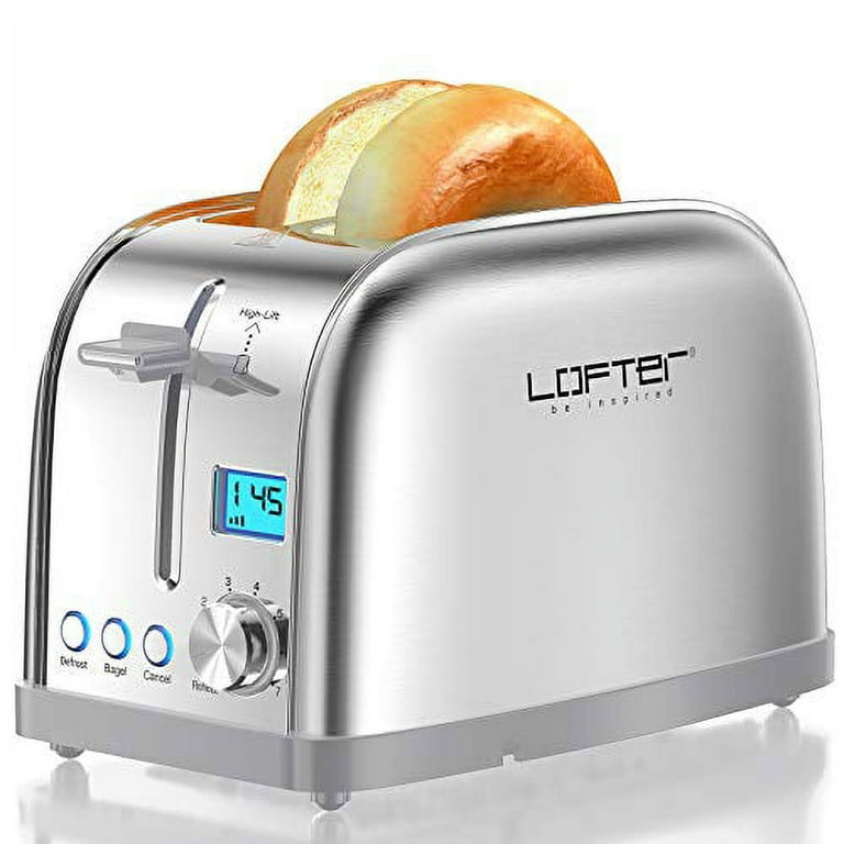 2 Slice Toaster, FIMEI Stainless Steel Bagel Bread Toasters with Extra Wide  Slots, Compact Bread Toasters with 7 Browning Settings, Bagel Defrost  Cancel Function, Gradient Gray 