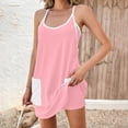 thumbnail image 2 of QATAINLAV Robe de Tennis Athlétique pour Femmes Été Sans Manches à Bretelles Spaghetti Mini Combinaison-Robe avec Short Intégré Tenues de Vacances à la Plage Rose m Mes Commandes Passées par Moi, 2 of 9