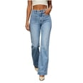 thumbnail image 2 of Zormilly Jeans for Women Low Rise Stretchy Flare Jeans with Pockets Trendy Soft Light Blue Denim Pants, 2XS-L, 2 of 9