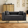 thumbnail image 2 of 4-in-1 Folding Convertible Sofa Bed, 78 Inch Faux Leather Boneless Couch, Loveseat Sleeper with Pull Out Bed, Floor Sofa Modular Futon Teddy Sofa for Living Room Bedroom Lounge, Gray, 2 of 13