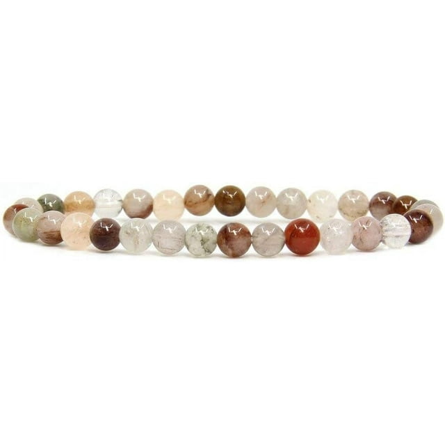 Angelstones Bracelet Extensible en Perles Rondes de Quartz Multicolore Naturel 6mm 7 Pouces Unisexe