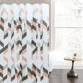 thumbnail image 3 of Cortina de ducha de PEVA impermeable con estampado decorativo y orificios para colgar con ojales duraderos para baño, 72" de ancho x 72" de alto, patrón de chevron escalonado, 3 of 4