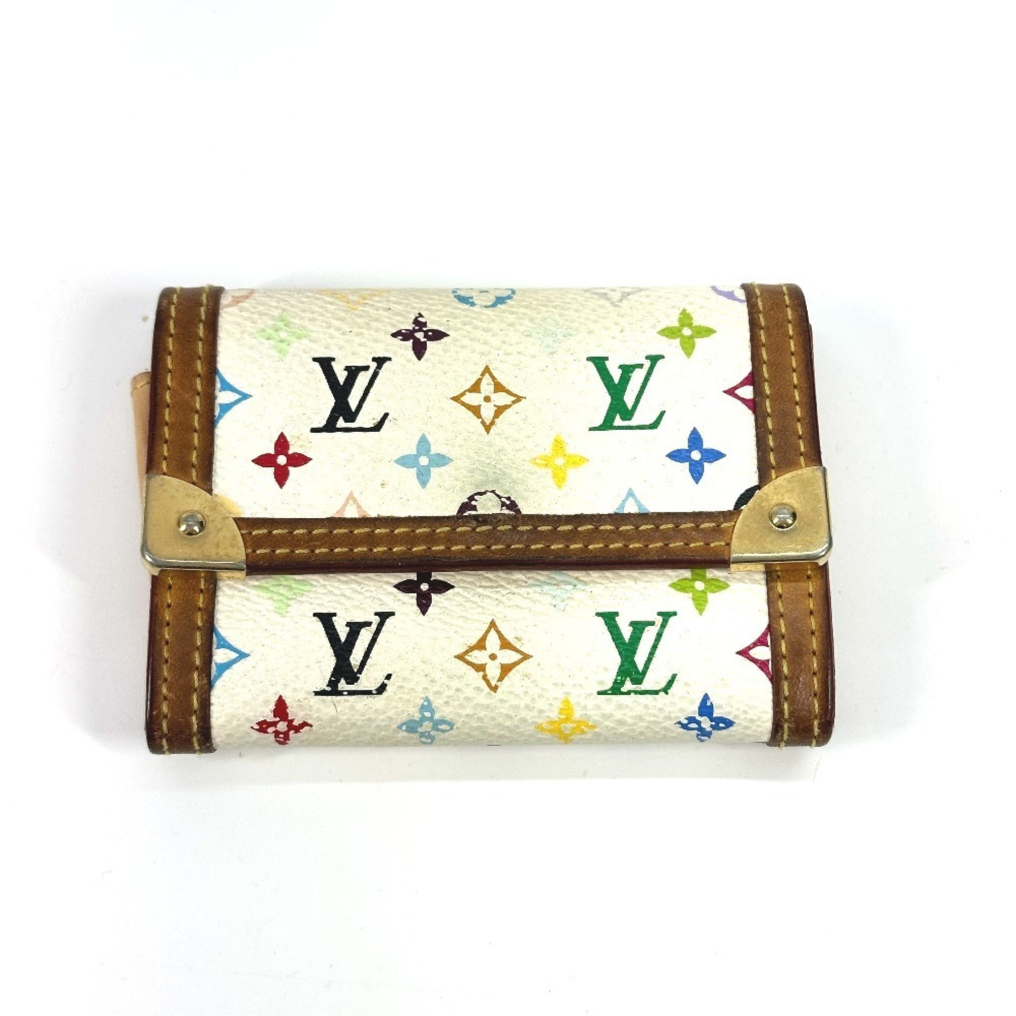 Coin Purse Louis Vuitton White Wallet With Colored Letters Pre