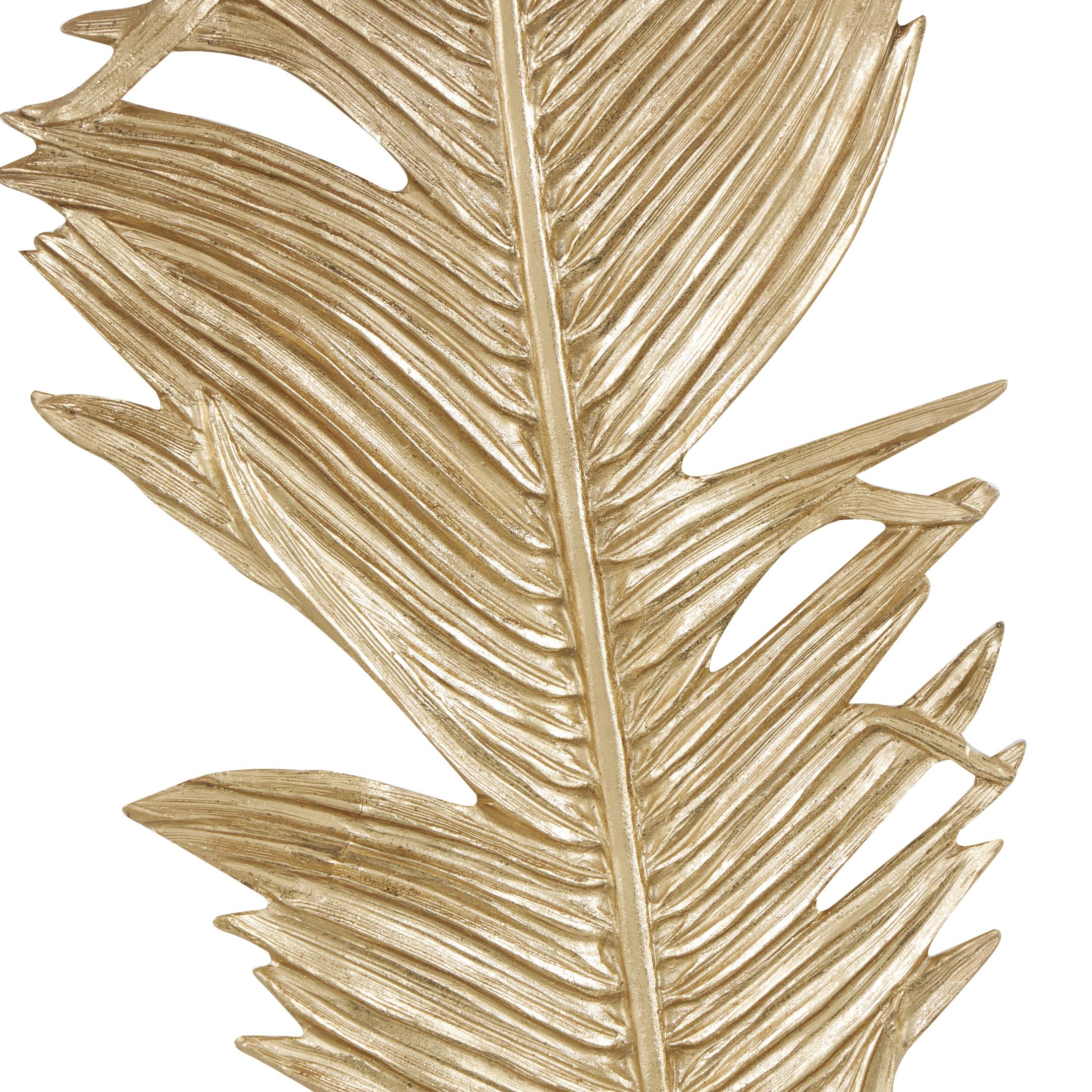 DecMode Gold Polystone Large Metallic Feather Bird Wall Decor