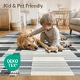 thumbnail image 4 of ODIKA Hallway Contemporary Striped Lattice Interlocking Grid Pile Pet Friendly & Kids Safe for Bedroom, Bedside, Nursery, 4 of 7