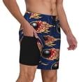 thumbnail image 2 of Yiaed Bowling Ball And Flame Print Mens Swim Trunks Bathing Suit Compression Liner Beach Swim Shorts Swimwear Quick Dry Zipper Pocket No-Chafing Board Short-3X-Large, 2 of 6