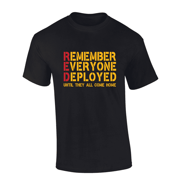 Trenz Shirt Company Red Friday Heart Remember Everyone Deployed Short Sleeve Womens Graphic T-Shirt-Black-medium