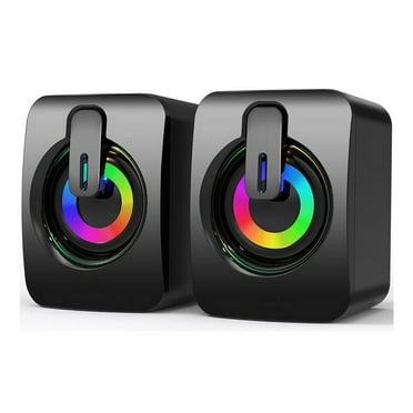 linyes Wired Speaker with LED Lights Powerful Stereo Microphone Audio Speaker for Desktop Computers Laptops Tablets